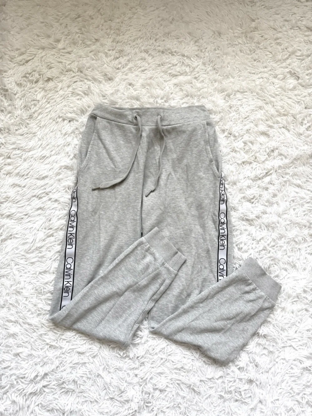 Calvin Klein Light Gray Logo-Strip Jogger Pants
